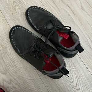 Crocs Men’s Linden Boot Sz 9 Black Leather Suede Trim Lace Comfort Casual